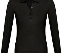 Рубашка поло женская с длинным рукавом Podium 210 черная арт.11317312