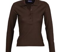 Рубашка поло женская с длинным рукавом Podium 210 шоколадно-коричневая арт.11317398
