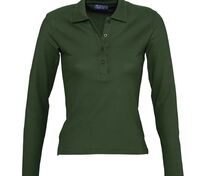 Рубашка поло женская с длинным рукавом Podium 210 темно-зеленая арт.11317275