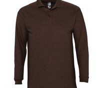 Рубашка поло мужская с длинным рукавом Winter II 210 шоколадно-коричневая арт.11353398