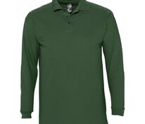 Рубашка поло мужская с длинным рукавом Winter II 210 темно-зеленая арт.11353275
