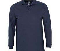 Рубашка поло мужская с длинным рукавом Winter II 210 темно-синяя арт.11353318