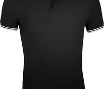Рубашка поло мужская Pasadena Men 200 с контрастной отделкой, черная с белым арт.5851.36