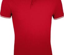 Рубашка поло мужская Pasadena Men 200 с контрастной отделкой, красная с белым арт.5851.58
