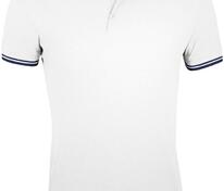 Рубашка поло мужская Pasadena Men 200 с контрастной отделкой, белая с синим арт.5851.64