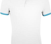 Рубашка поло мужская Pasadena Men 200 с контрастной отделкой, белая с голубым арт.5851.67