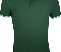 Рубашка поло мужская Pasadena Men 200 с контрастной отделкой, зеленая с белым арт.5851.96