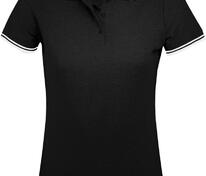 Рубашка поло женская Pasadena Women 200 с контрастной отделкой, черная с белым арт.5852.36