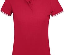 Рубашка поло женская Pasadena Women 200 с контрастной отделкой, красная с белым арт.5852.58