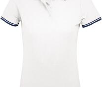 Рубашка поло женская Pasadena Women 200 с контрастной отделкой, белая с синим арт.5852.64