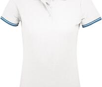 Рубашка поло женская Pasadena Women 200 с контрастной отделкой, белая с голубым арт.5852.67