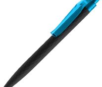 Ручка шариковая Prodir QS01 PRT-P Soft Touch, черная с голубым арт.7091.43