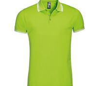 Рубашка поло мужская Pasadena Men 200 с контрастной отделкой, зеленый лайм с белым арт.00577794