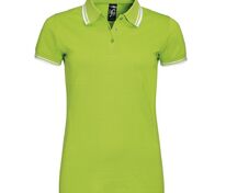 Рубашка поло женская Pasadena Women 200 с контрастной отделкой, зеленый лайм с белым арт.00578794