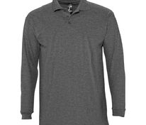 Рубашка поло мужская с длинным рукавом Winter II 210 черный меланж арт.11353348