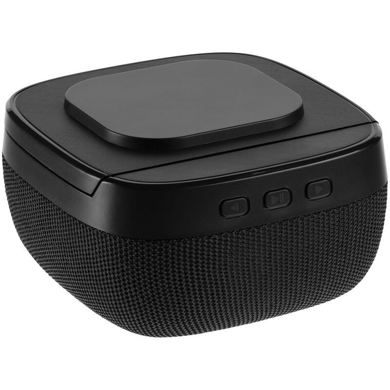 Колонка с беспроводной зарядкой Esca и подсветкой логотипа, черная арт.16305.30