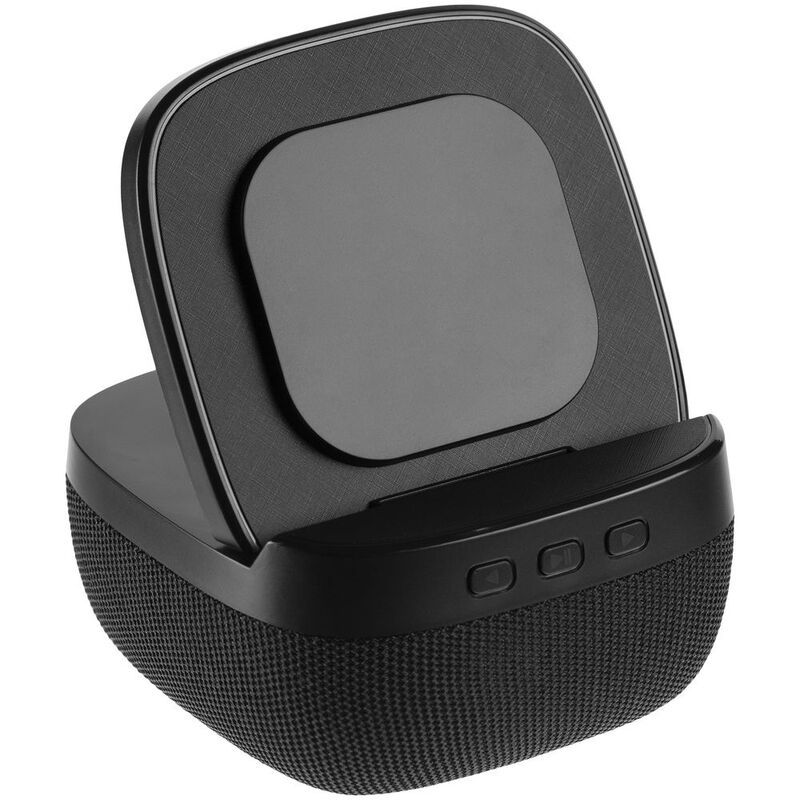 Колонка с беспроводной зарядкой Esca и подсветкой логотипа, черная арт.16305.30