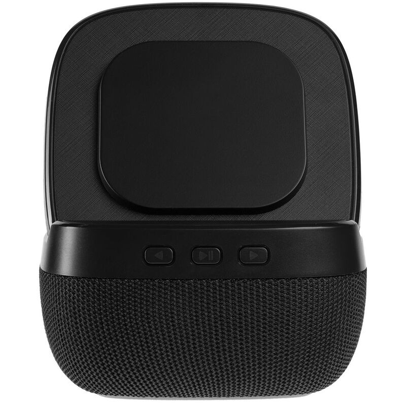 Колонка с беспроводной зарядкой Esca и подсветкой логотипа, черная арт.16305.30