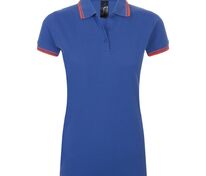 Рубашка поло женская Pasadena Women 200 с контрастной отделкой, ярко-синяя (royal) с неоново-розовым арт.5852.45