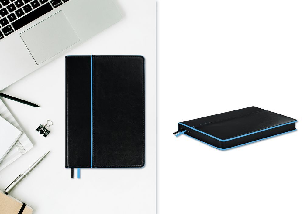 Ежедневник Alanis, недатированный, черный с голубым арт.18299.14