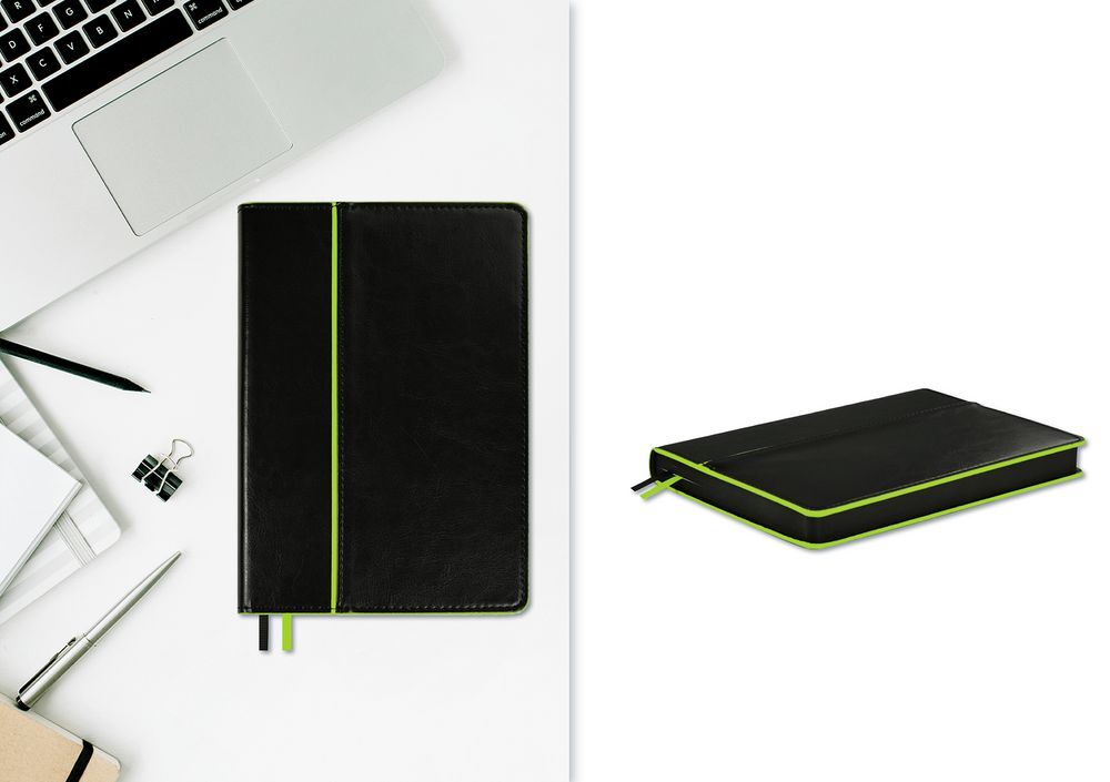 Ежедневник Alanis, недатированный, черный с зеленым арт.18299.39