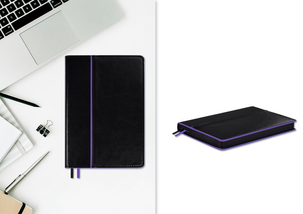 Ежедневник Alanis, недатированный, черный с фиолетовым арт.18299.37