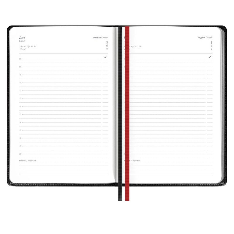 Ежедневник Alanis, недатированный, черный с красным арт.18299.35