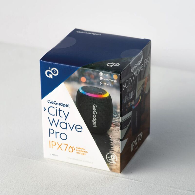 Водонепроницаемая колонка с подсветкой CityWave Pro, черная арт.19364.30