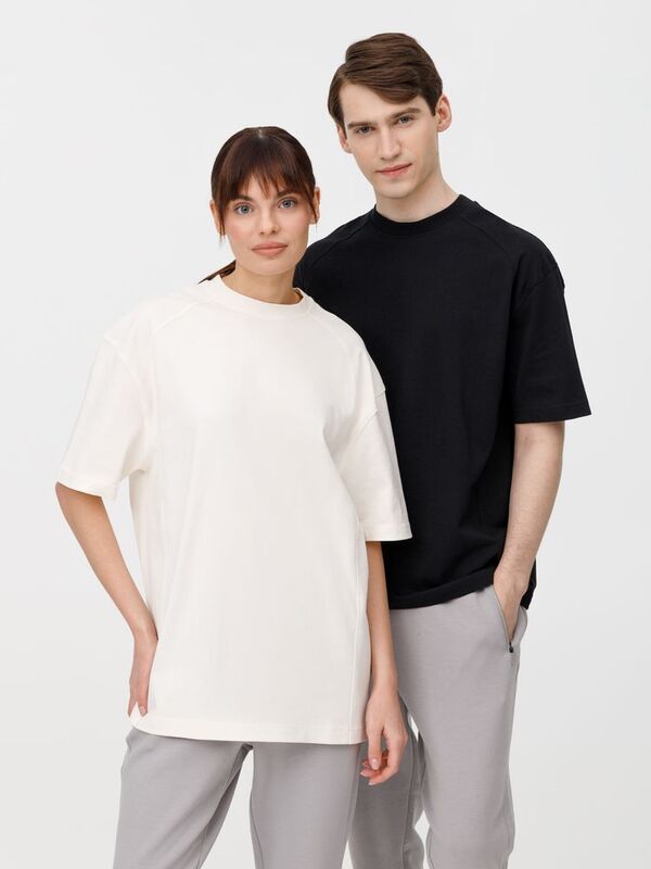 Футболка оверсайз унисекс Sideline, молочно-белая арт.18406.60