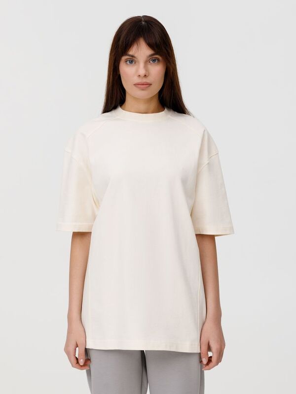 Футболка оверсайз унисекс Sideline, молочно-белая арт.18406.60