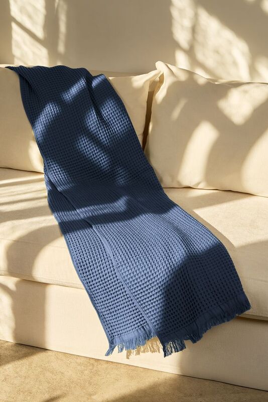 Плед вафельный Elenglect, темно-синий арт.17378.43