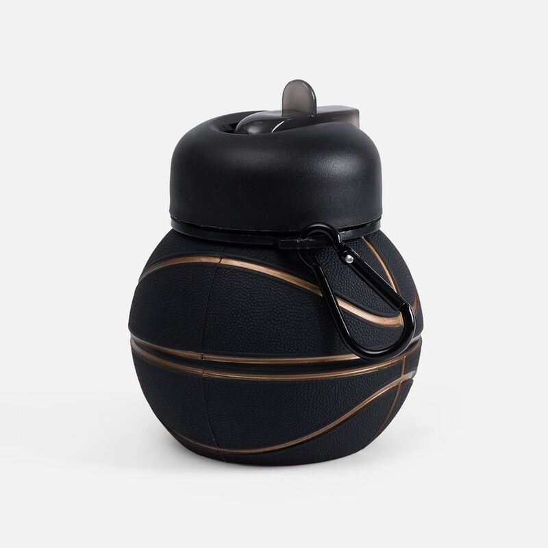 Складная бутылка для воды Basketball Flex, черная арт.17492.30