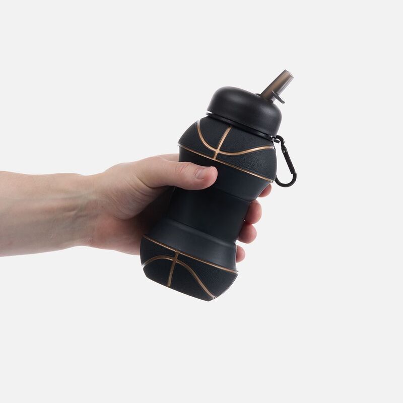 Складная бутылка для воды Basketball Flex, черная арт.17492.30