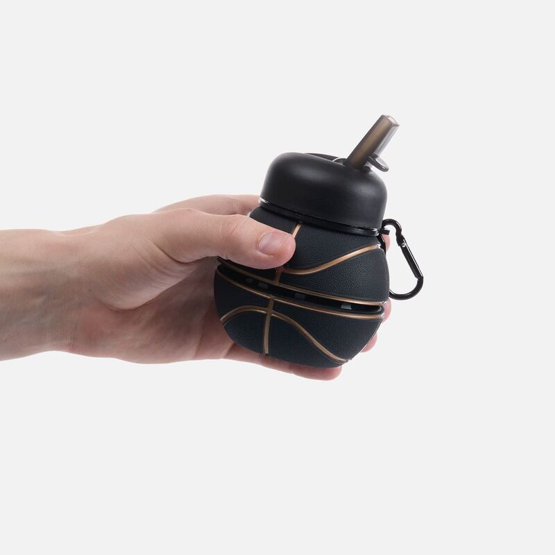 Складная бутылка для воды Basketball Flex, черная арт.17492.30