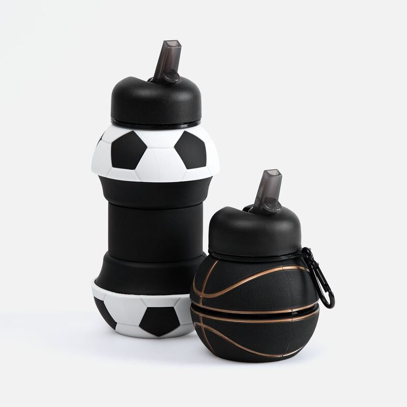 Складная бутылка для воды Basketball Flex, черная арт.17492.30