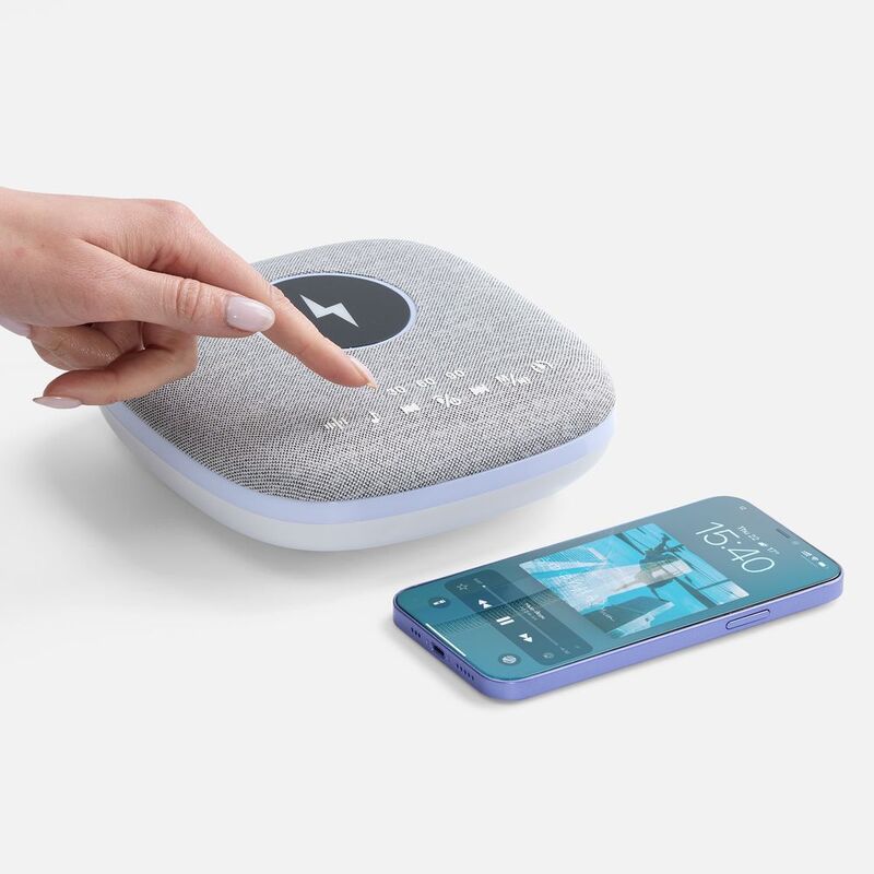 Bluetooth-колонка с беспроводной зарядкой и подсветкой Terrafonic, серая арт.17487.10