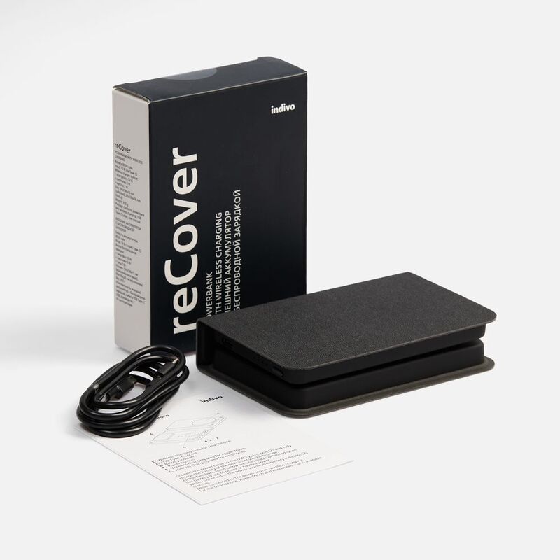 Внешний аккумулятор с беспроводной зарядкой reCover 8000 мАч, черный арт.17383.30