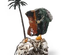 Часы «Пальмовый рай» из яшмы с бронзой арт.20145