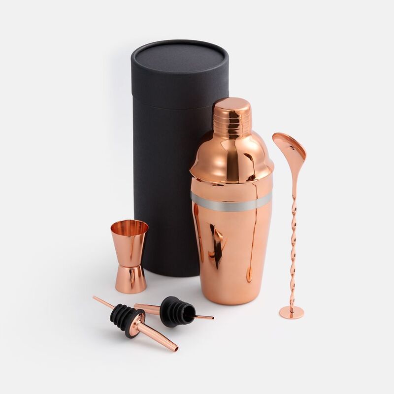 Набор для приготовления коктейлей Pourpour, медный с серебристой линией арт.15597.01