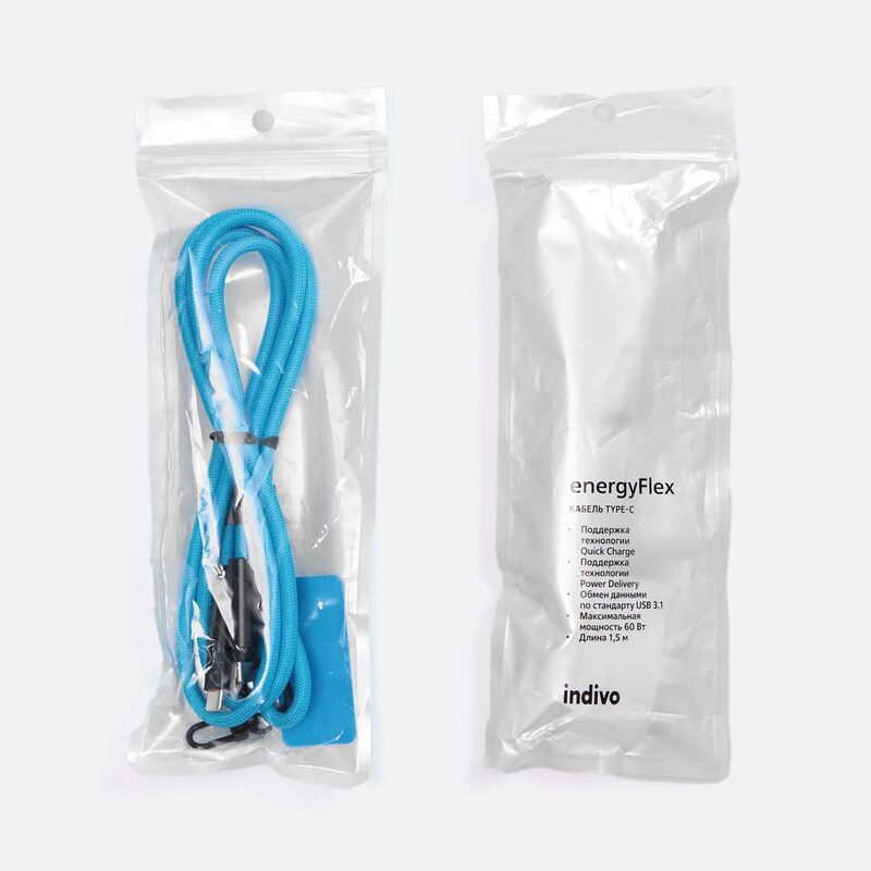 Кабель-ланьярд energyFlex Power Delivery 60 Вт, голубой арт.20237.40