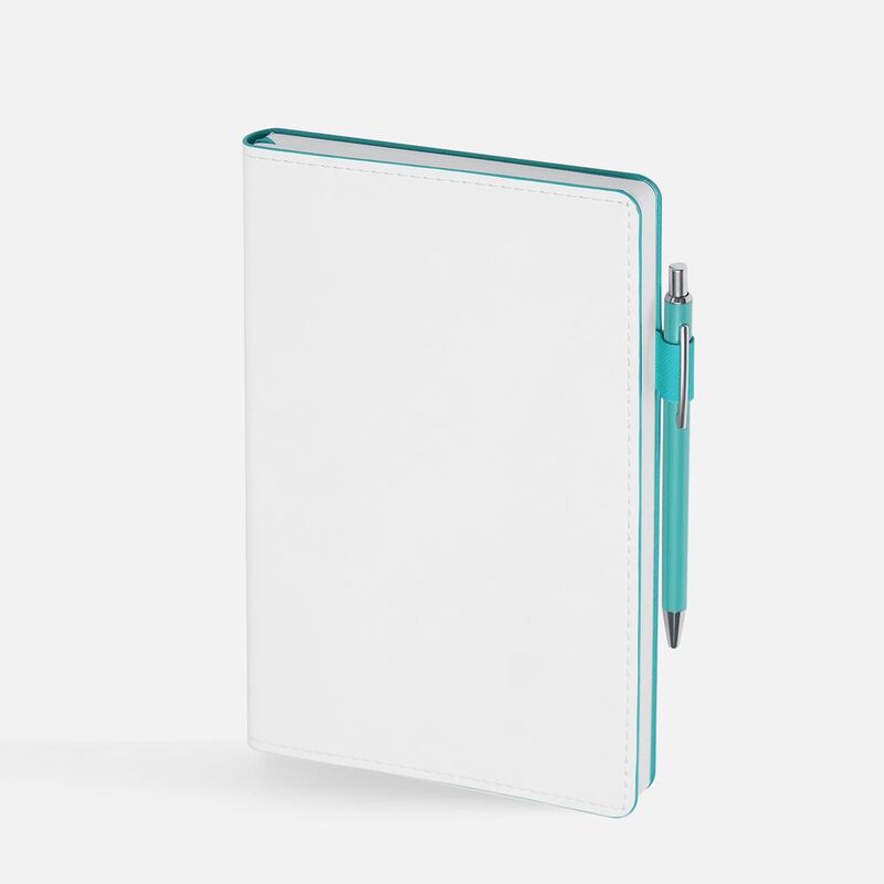 Ежедневник White Shall, недатированный, бело-бирюзовый арт.15751.49