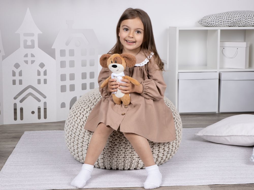 Мягкая игрушка Beastie Toys, собачка с белым шарфом арт.19989.01