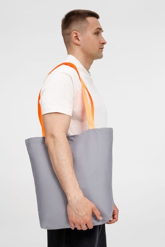 Шопер B5, серый с оранжевыми ручками арт.19215.11