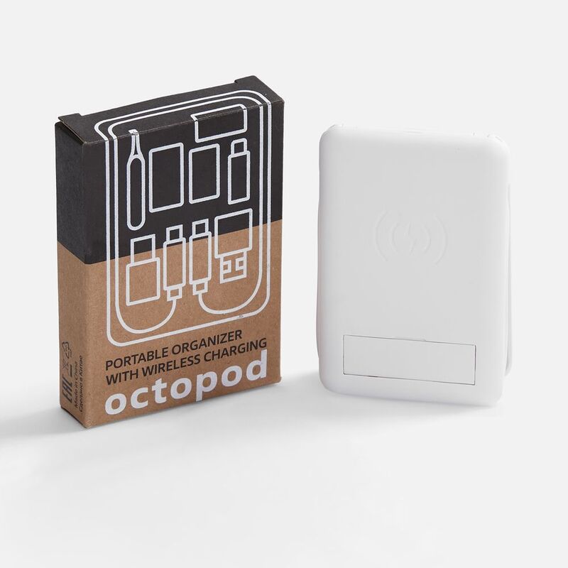 Органайзер с беспроводной зарядкой и набором адаптеров Octopod, белый арт.16877.60