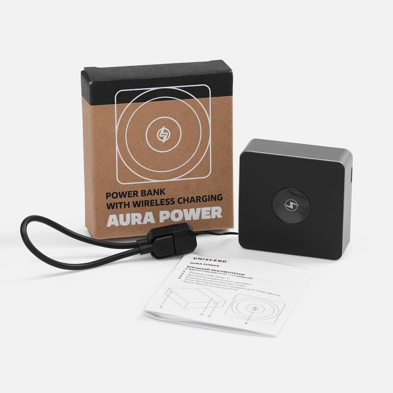 Внешний аккумулятор с беспроводной зарядкой Aura Power 5000 мАч, серый арт.18455.10