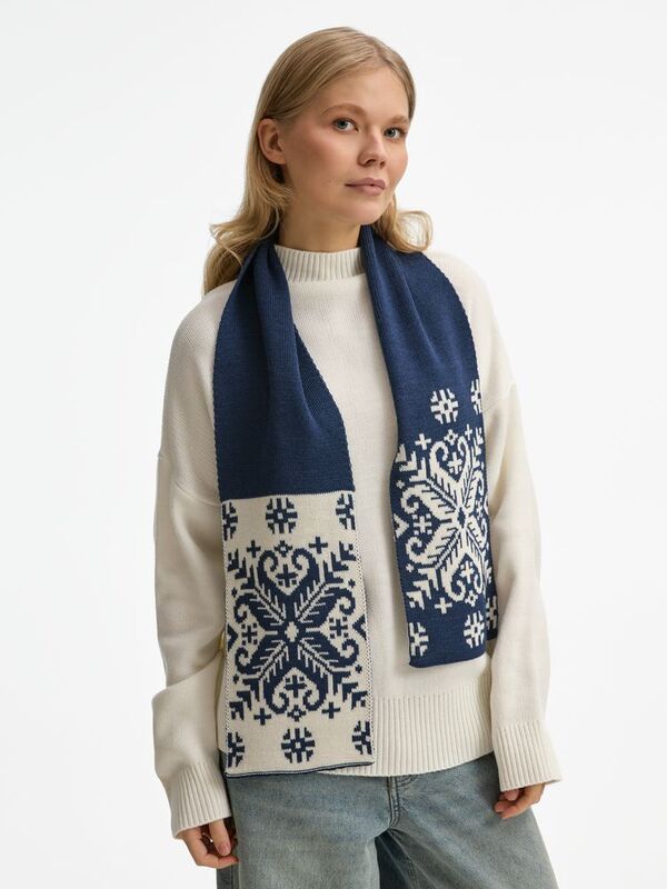 Шарф Wintertude M, синий с белым арт.21285.46