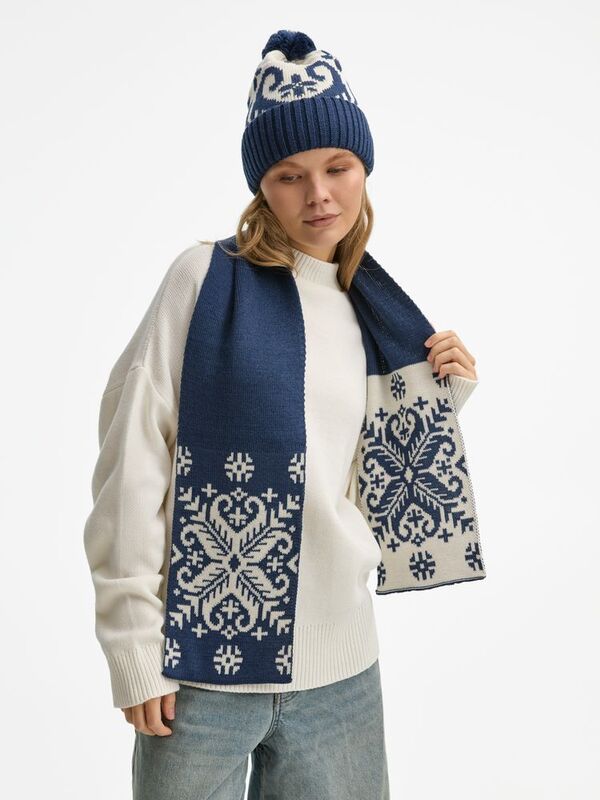 Шарф Wintertude M, синий с белым арт.21285.46