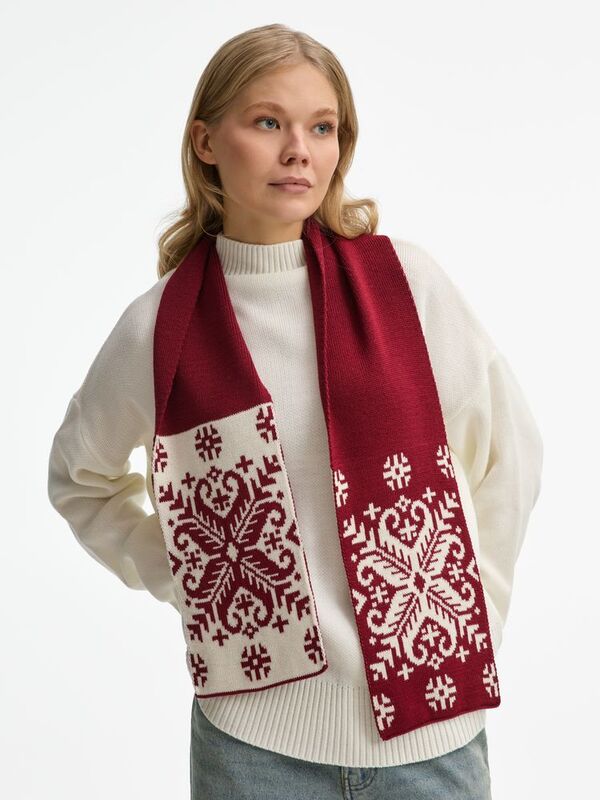Шарф Wintertude M, красный с белым арт.21285.56