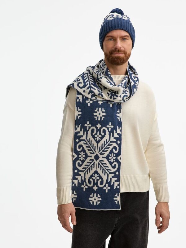 Шарф Wintertude L, синий с белым арт.21286.46