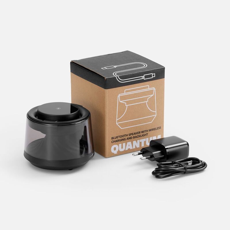 Bluetooth-колонка с подсветкой и беспроводной зарядкой Quantium, черная арт.18395.30